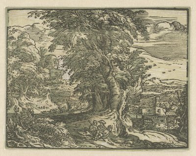 Landschaft mit sitzendem Paar (Serie: Vier kleine Landschaften) von Hendrick Goltzius