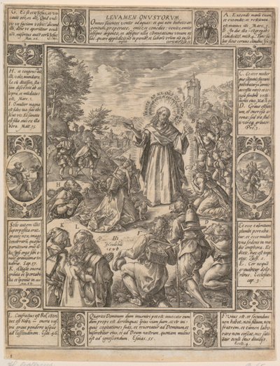 Levamen Onustrorum, Blatt 1 der Folge "Allegorien des christlichen Glaubens" von Hendrick Goltzius