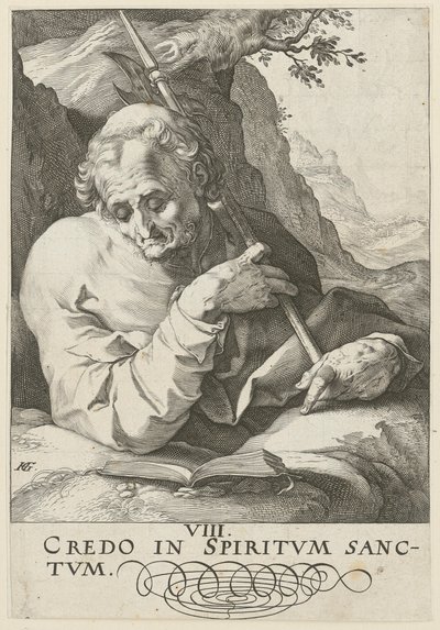 Matthäus, Blatt 9 der Folge "Christus, die zwölf Apostel und Paulus" von Hendrick Goltzius