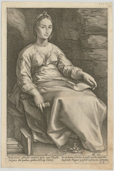 Melpomene, Blatt 3 der Folge "Neun Musen" von Hendrick Goltzius