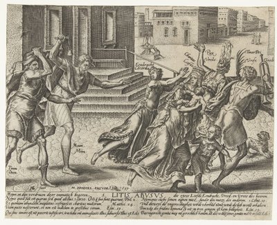 Mein und Dein vertreiben Eintracht, Liebe, Frieden und Gottesfurcht (Litis abusus, Missbrauch der Prozessführung) von Hendrick Goltzius