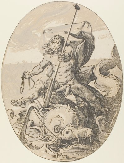 Oceanus, Platte zwei aus Demogorgon und die Gottheiten von Hendrick Goltzius