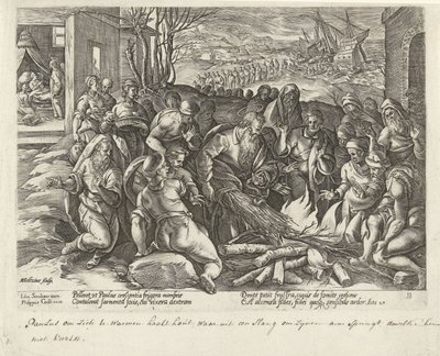 Paulus wird auf Malta von einer Schlange gebissen von Hendrick Goltzius