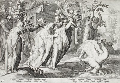 Phaetons Schwestern verwandelt in Pappeln und Cygnus in einen Schwan von Hendrick Goltzius