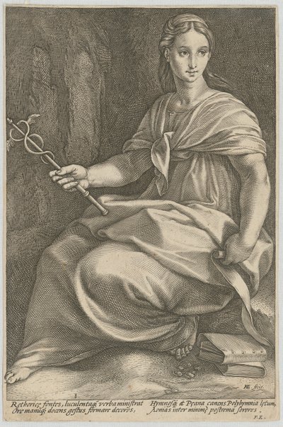 Polyhymnia, Blatt 8 der Folge „Neun Musen“ von Hendrick Goltzius