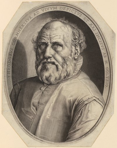 Porträt von Dirck Volckertsz. Coornhert von Hendrick Goltzius