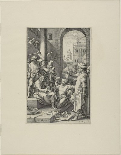 Die Krönung mit Dornen, Platte sieben aus Die Passion Christi von Hendrick Goltzius