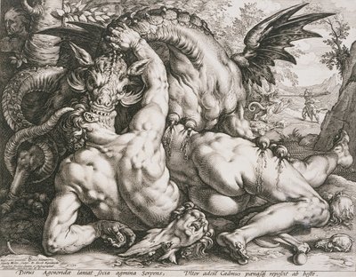 Der Drache verschlingt die Gefährten des Kadmos von Hendrick Goltzius