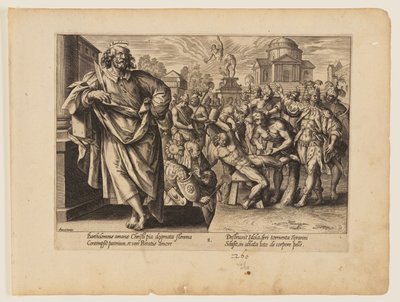 Das Martyrium des Hl. Bartholomäus, aus Das Martyrium Christi und der Apostel von Hendrick Goltzius