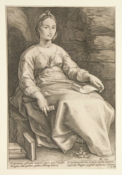 Die neun Musen: Melpomene, Nr. 3 in einer Serie von 9 von Hendrick Goltzius