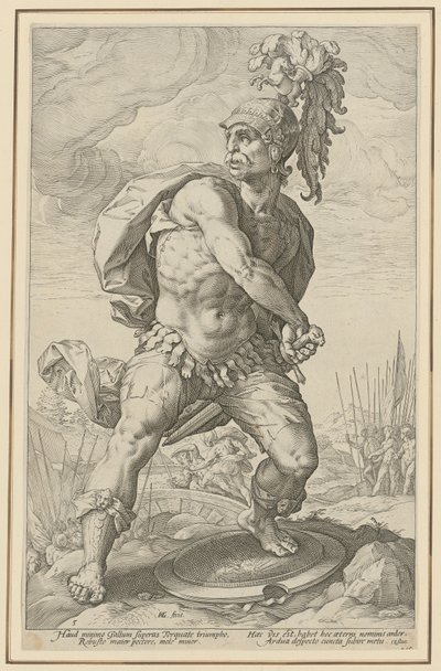Titus Manlius Torquatus, Blatt 5 der Folge "Römische Helden" von Hendrick Goltzius