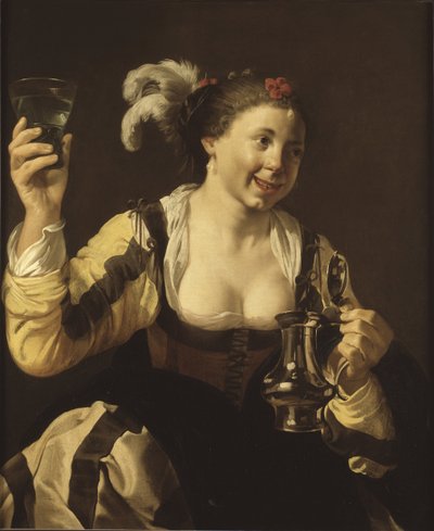 Ein Mädchen hält ein Glas (Geschmack. Aus der Serie "Die fünf Sinne") von Hendrick Jansz Terbrugghen