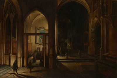 Innenraum einer gotischen Kirche bei Nacht von Hendrick van Steenwijk the Younger
