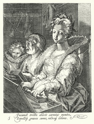 Musik (Gravur) von Hendrik (after) Goltzius