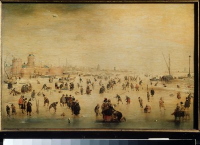 Schlittschuhläufer auf Eis von Hendrik Avercamp