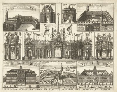 Blatt mit zehn Darstellungen des Einzugs des Kardinal Infant Ferdinand in Antwerpen, 1635 von Hendrik Causé
