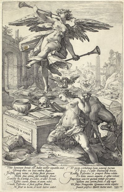 Ruhm und Geschichte, aus Römische Helden, 1586 von Hendrik Goltzius