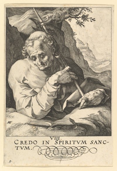 St. Matthäus, aus Christus, die Apostel und St. Paulus mit dem Glaubensbekenntnis, ca. 1589 von Hendrik Goltzius