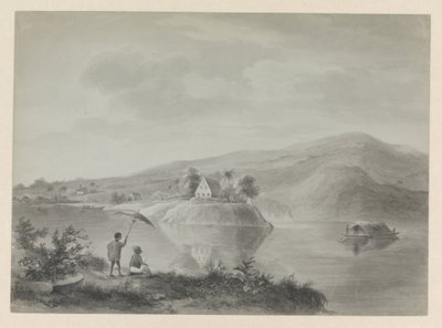 Ansicht eines Flusses mit einigen Häusern, möglicherweise Berg en Dal von Hendrik Huygens