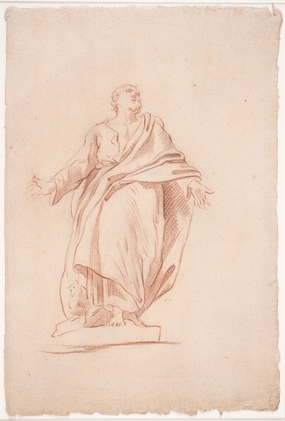 Stehender Mann mit ausgebreiteten Armen, auf einem Sockel. (Studie nach Skulptur). (Ein Heiliger) von Hendrik Krock