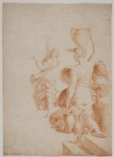 Studie nach Raffael: "Brand von Borgo". (Die beiden Wasserträgerinnen und die Figur ganz rechts) von Hendrik Krock
