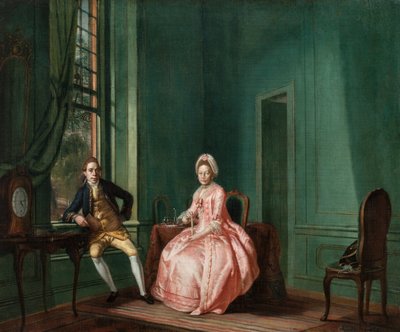 Der Dichter Johannes Nomsz und seine Frau Anna Maria Telghorst in ihrem Wohnzimmer, Amsterdam von Hendrik Pothoven