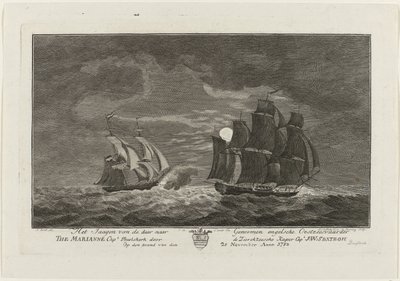 Sextroh jagt auf die Marianne, 1782 von Hendrik Roosing