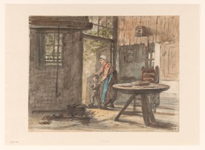 Handarbeitende Frau und Kind von Hendrik Valkenburg