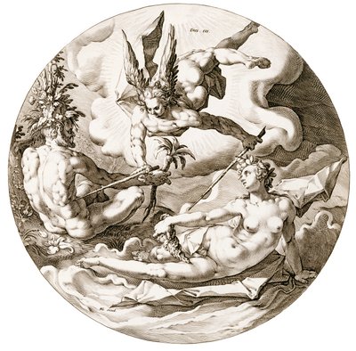 Tag III, Die Trennung der Wasser, aus der Serie Die sechs Tage der Schöpfung, 1589 von Hendrik after Goltzius