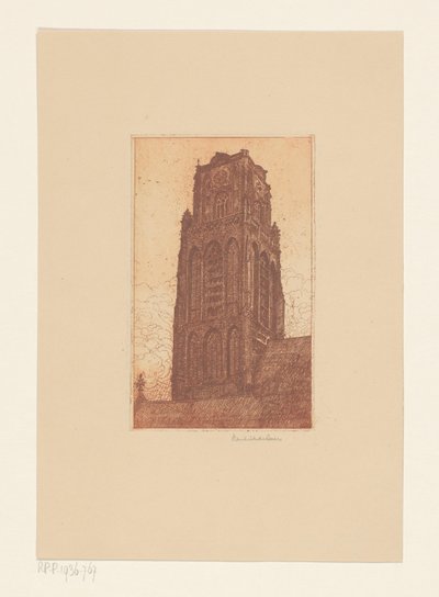 Studie eines Kirchturms von Hendrik de Boer (signed by artist)