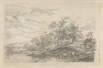 Hügellandschaft mit Hirte und Kühen von Hendrikus van de Sande Bakhuyzen