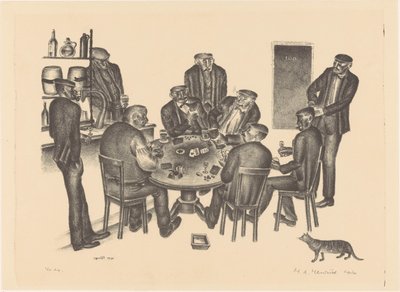 Kartenspielende Männer in einer Bar von Henk Henriët (signed by artist)