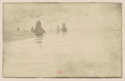 Boote im Morgennebel von Henri-Charles Guérard