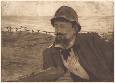 Auf der Klippe [Selbstporträt] von Henri-Charles Guérard