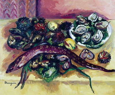 Stillleben mit Aal, Gemälde von Henri Charles Manguin (1874-1949). Frankreich, 20. Jahrhundert. von Henri Charles Manguin