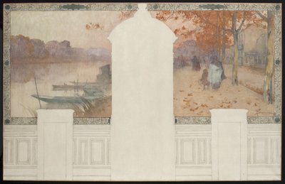 Skizze für das Rathaus von Asnières: Herbst, die Seine bei Asnières, ca. 1900 von Henri Gaston Darien