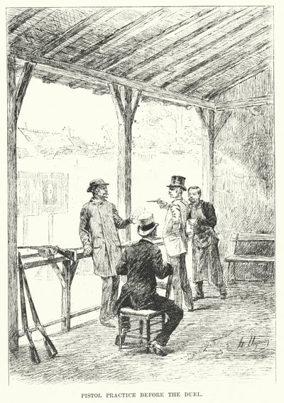 Pistolenübung vor dem Duell von Henri-Louis Dupray