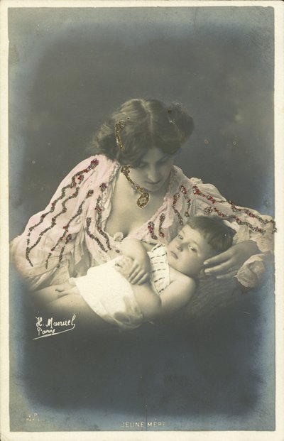 Kind mit seiner Mutter von Henri (after) Manuel