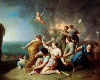 Nymphen verbrennen das Schiff des Telemachus von Henri Antoine de Favannes