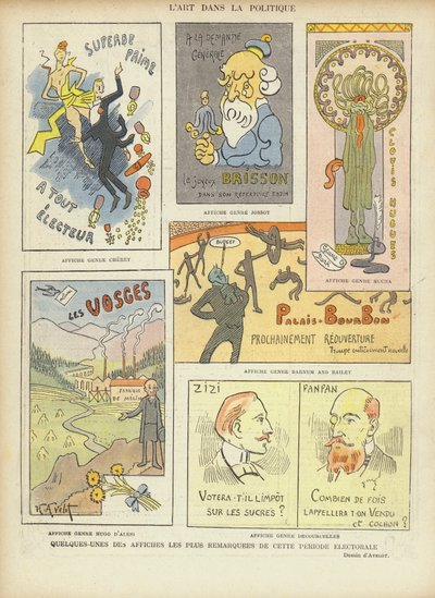 Französische Wahlplakate, Illustration für Le Rire von Henri Avelot