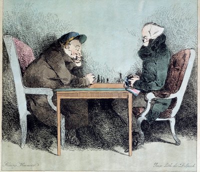 Schachspieler. Gravur von Henry Monnier (1805-1877) von Henri Bonaventure Monnier