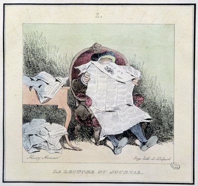 Zeitungslektüre - in "Pariser Skizzen" von Henri Monnier, ed. Delpech, Paris von Henri Bonaventure Monnier