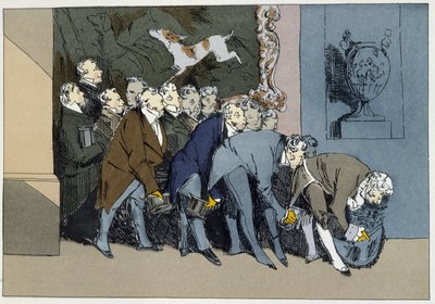 Herr M. Direktor, Chef, Angestellte, Überzählige usw., usw., usw., gehen, um eine neue Exzellenz zu beglückwünschen - in „Administrative Sitten“ von Henri Monnier von Henri Bonaventure Monnier
