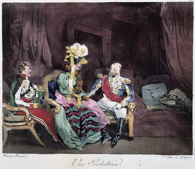 Une protectrice - in Esquisses parisiennes von Henri Monnier, ed. Delpech, Paris von Henri Bonaventure Monnier