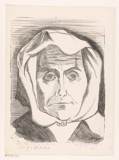 Porträt einer unbekannten Frau (Waanzinnigen) von Henri Braakensiek (signed by artist)