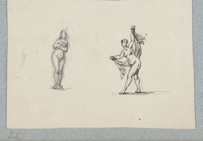 Zwei nackte Frauen, die rechte mit einem Schleier von Henri Cameré