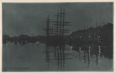 Mondschein in Dieppe, ca. 1885 von Henri Charles Guérard