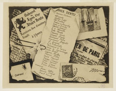 Ein Stück Zeitung, ein Umschlag und eine Fliege von Henri Charles Guérard