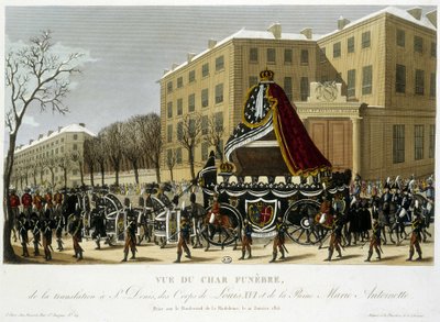Leichenwagen der Überführung von Ludwig XVI. und Marie Antoinette nach Saint Denis am 21. Januar von Henri Courvoisier Voisin