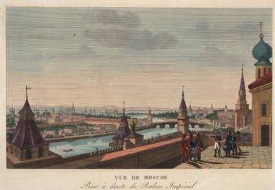 Blick auf Moskau vom Balkon des Kaiserpalastes, Russland. Gravur von Henri Courvoisier-Voisin (1757-1830) - 1812 von Henri Courvoisier Voisin